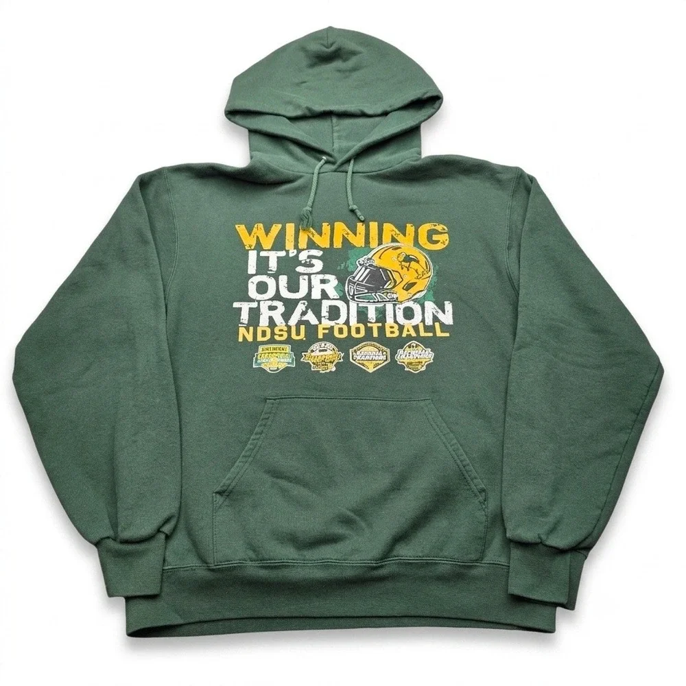 Champion NDSU Football Hoodie Mens Medium Green National Champions Eco Fleece